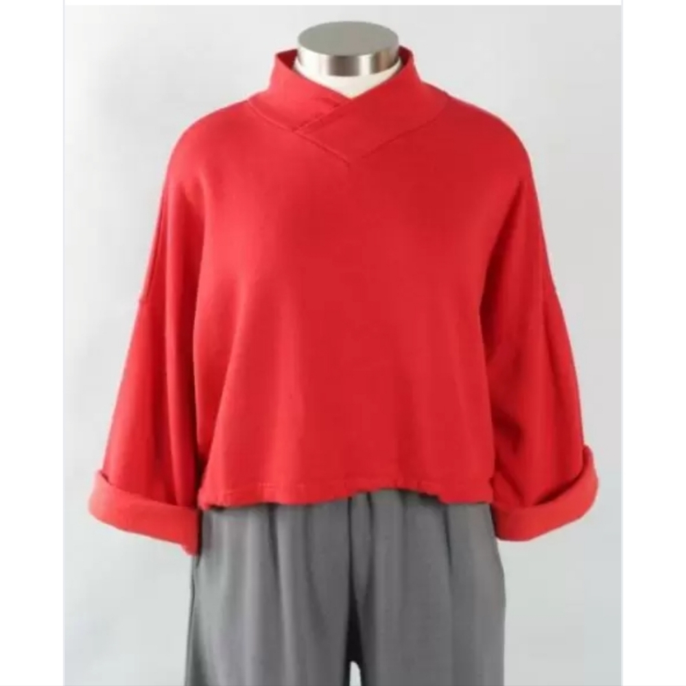 Bryn Walker – Dragon - Red Cropped V-Neck Top (Size XL)